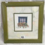 WATERCOLOUR OF NASTURTIUMS IN A WINDOW BOX, SIGNED J LUNN