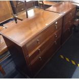 MODERN MAHOGANY CHEST OF 3 DRAWERS, 3ft WIDE & MATCHING SMALL CHEST OF 3 DRAWERS, 1ft 9'' WIDE