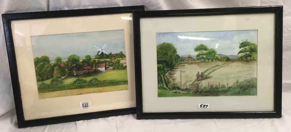 PAIR OF WATERCOLOURS BY D FARLEY, ONE OF BURNHAM BOVARY MILL