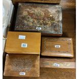 COLLECTION OF 5 VARIOUS WOODEN BOXES INCL; EDWARDIAN WRITING SLOPE A/F