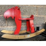 CHILDS RED WOODEN IKEA ROCKING HORSE