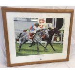 LIMITED EDITION PRINT (66 OUT OF 500) OF A CLASSIC FINISH 1997 DERBY SIGNED BY THE ARTIST S.