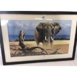 LIMITED EDITION WILDLIFE PRINT OF AN AFRICAN ELEPHANT BY SPENCER HODGE, ''CALL OF THE WILD'' WITH