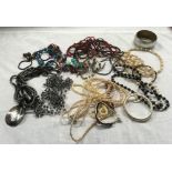 BAG OF COSTUME JEWELLERY, BEADS, NECKLACES ETC