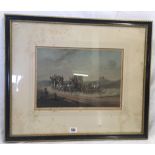 COOPER HENDERSON, A VIEW OF STAGECOACHES RACING ON A COUNTRY ROAD, SIGNED [WATERCOLOUR?]