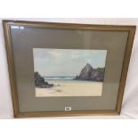 LOUIS MORTIMER, SANDY WEST COUNTRY BEACH, SIGNED, WATERCOLOUR