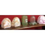 COLLECTION OF 5 VARIOUS 1930'S ART DECO GLASS LAMP SHADES