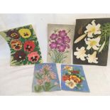 GROUP OF 5 UNFRAMED WATERCOLOURS OF VARIOUS FLOWERS BY AMY TWINNING