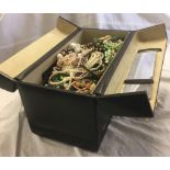 LARGE VANITY CASE WITH MISC COSTUME JEWELLERY