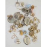 A BAG OF VARIOUS PAIRS OF EARRINGS ETC