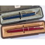 2 PARKER FOUNTAIN PENS WITH 14K GOLD NIBS