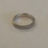 18ct WHITE GOLD & DIAMOND 2 ROW ETERNITY RING, SIZE L. 3.7g