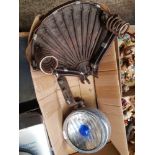 BOX CONTAINING A VINTAGE MOTOR CYCLE SEAT & SPOT LAMP
