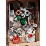 CARTON OF MISC CHINAWARE, GLASS, CUPS & SAUCERS ETC