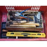 RED CARTON OF MISC HAND TOOLS