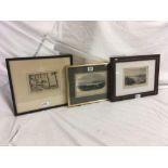 3 LOCAL VIEWS; ONE ANTIQUE COLOURED ENGRAVING OF TEIGNMOUTH & SHALDON, ONE ANTIQUE BLACK & WHITE