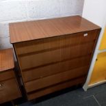 AVALON YATTON TEAK VENEERED BEDROOM SUIT WITH DOUBLE WARDROBE, DRESSING TABLE, CHEST OF DRAWERS &