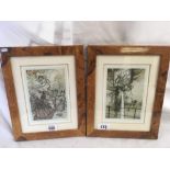 A PAIR OF COLOURED PRINTS AFTER ARTHUR RACKHAM BOTH DATED 1915. IN DECORATIVE MAPLE FRAMES