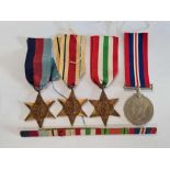 WWII STARS 1939 - 1945 STAR AFRICA STAR, ITALY STAR, GENERAL SERVICE MEDAL