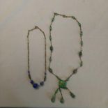 BLUE & GREEN STONE NECKLACE