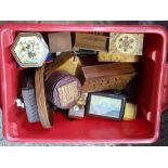 CARTON WITH QTY OF WOODEN TRINKET BOXES, MANY WITH INLAY