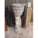 RECONSTITUTED STONE FIGURAL PLANTER