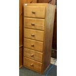 NARROW WOODEN CHEST OF SIX DRAWERS