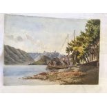 19THC WATERCOLOUR VIEW ON LAKE COMO AT CADENABBIA, DATED 1890, DETAILS ON THE REVERSE