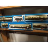 5 AIRFIX 54250-0 GWR CARRIAGES & 1 54372-9 GWR WAGON, ALL IN BOXES