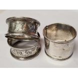 3 SILVER NAPKIN RINGS