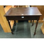 DARK WOOD HALL TABLE ON PILLAR LEGS