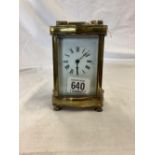 BRASS CARRIAGE CLOCK WITH KEY