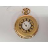 GOLD PLATED HALF HUNTER POCKET WATCH - IN WORKING ORDER