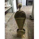 BRASS FOLDING MODERN FIRESIDE SCREEN, 1 CATCH MISSING