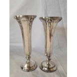 PAIR OF LONDON STERLING SILVER SPILL VASES OR POSY VASES