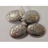 A PAIR OF ATTRACTIVE VICTORIAN SILVER CUFF LINKS, CHESTER 1896