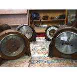 4 MANTLE PIECE CLOCKS IN VARIOUS STATE OF REPAIR & NOT KNOWN IF WORKING