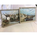 PAIR OF FRAMED PAINTINGS OF OIL SCENES BY MARSDON THE PROFIT