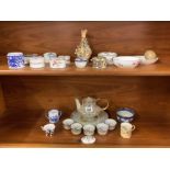 CHINA PIN DISHES & LIDS, SAKI TEA SET ETC