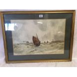 W STAFFORD, 1906. COASTAL WATERCOLOUR OF SAILING BOATS AND OTHER SHIPPING. SIGNED & DATED