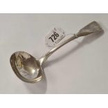 A HEAVY PLAIN GEORGE III SILVER SAUCE LADLE, LONDON 1815 BY R.R