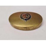 BRADFORD WW I TERITORIALS BRASS SNUFF BOX WITH INLAID ENAMEL BADGE