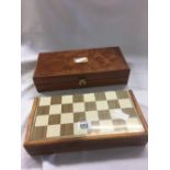 SAILORS DICE BOX & A BOXED CHESS SET