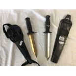 2 ROYAL NAVAL SALVAGE DIVING KNIVES, 1 IN STAINLESS OR TITANIUM THE OTHER WITH PHOSPHOR BRONZE BLADE