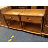 2 PINE BEDSIDE CABINETS WITH DRAWERS