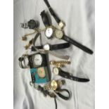 TUB OF VARIOUS LADIES & GENTS WRIST WATCHES INCL; ACCURIST & DKNY & A STOP WATCH