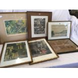QTY OF F/G PICTURES, 6 F/G MINIATURE ETCHINGS ETC