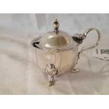 A SILVER MUSTARD POT WITH B.G.L, B'HAM 1926