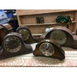 4 WOOD CASED MANTLE CLOCKS FOR SPARES ONLY