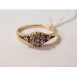 9ct GOLD & DIAMOND RING, SIZE S, APPROX 3.1g